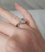 Load image into Gallery viewer, LADIES 14k WHITE GOLD 1/3ct ROUND SHIMMER FLOATING DIAMOND HALO FILIGREE RING
