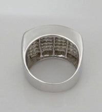 Load image into Gallery viewer, MENS 14K WHITE GOLD 5.00ct SQUARE DIAMOND PAVE WIDE BAND HEAVY RING
