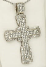 Load image into Gallery viewer, MENS 14k WHITE GOLD 11ct SQUARE ROUND DIAMOND CROSS PENDANT 91.7g 3.90&quot;
