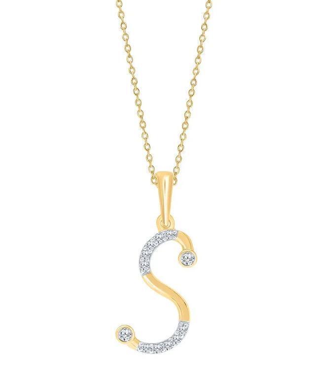 10k YELLOW GOLD LETTER S INITIAL PENDANT NECKLACE 18