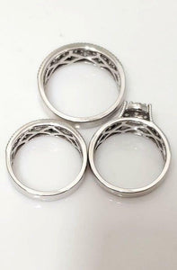 14k WHITE GOLD 2.15ct ROUND DIAMOND ENGAGEMENT BRIDAL TRIO SET