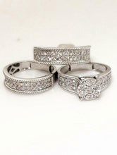 Load image into Gallery viewer, 14k WHITE GOLD 2.15ct ROUND DIAMOND ENGAGEMENT BRIDAL TRIO SET
