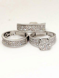 14k WHITE GOLD 2.15ct ROUND DIAMOND ENGAGEMENT BRIDAL TRIO SET
