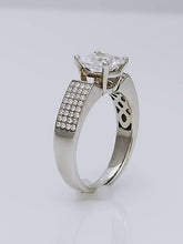 Load image into Gallery viewer, 1/2 CT. T.W PAVE DIAMOND SEMI MOUNT FOUR PRONG ENGAGEMENT RING IN 18K WHITE GOLD
