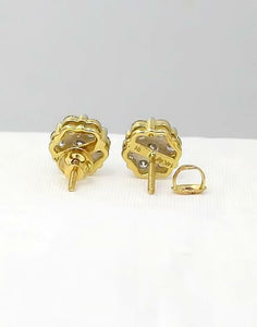 1.00 CT. T.W. Round Diamond Composite Flower Stud Earrings in 14K Yellow Gold