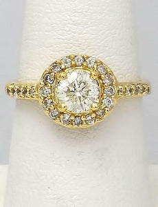 1 CT. T.W. Round Diamond Frame Halo Engagement Ring in 18K Yellow Gold
