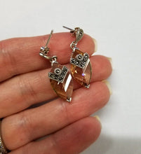 Load image into Gallery viewer, 925 STERLING SILVER CUSTOM MARQUISE PEACH CZ MARCASITE DANGLE EARRINGS 1.18&quot;
