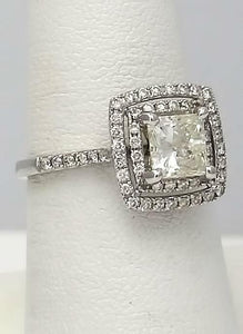 1 1/2 CT. PRINCESS CUT DIAMOND DOUBLE HALO ENGAGEMENT RING IN 14K WHITE GOLD