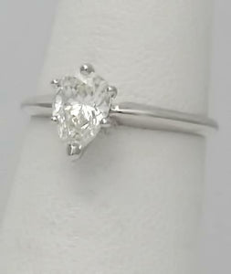 14k WHITE GOLD 1.03ct PEAR CUT VS1 DIAMOND SOLITAIRE SIX PRONG ENGAGEMENT RING