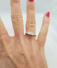 Load image into Gallery viewer, 14k WHITE GOLD 1.00ct PRINCESS CUT DIAMOND THREE STONE ENGAGEMENT RING

