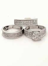 Load image into Gallery viewer, 14k WHITE GOLD 2.15ct ROUND DIAMOND ENGAGEMENT BRIDAL TRIO SET
