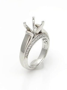 750 18k WHITE GOLD .26ct ROUND DIAMOND FOUR PRONG ENGAGEMENT SEMI MOUNT RING