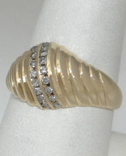 Load image into Gallery viewer, LADIES 10K YELLOW GOLD 1/5ct CHANNEL SET DIAMOND DOME SHELL BAND RING
