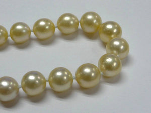 585 14K YELLOW GOLD MS DIAMOND NATURAL GOLDEN CULTURED PEARL NECKLACE CHAIN 18"