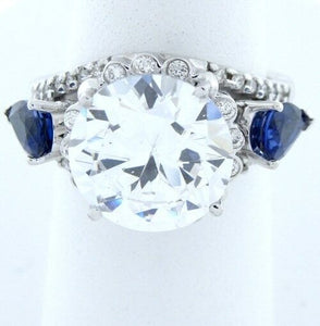 11.65ct ROUND CZ ENGAGEMENT RING 18K WHITE GOLD SEMI MOUNT