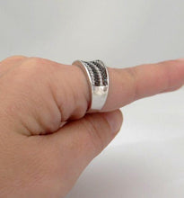 Load image into Gallery viewer, LADIES 14K WHITE GOLD 1/2ct BLACK CLEAR DIAMOND CONCAVE WAVE CUT OUT RING 10mm 7
