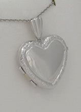 Load image into Gallery viewer, LADIES GIRLS 14K WHITE GOLD ENGRAVABLE HEART LOVE LOCKET PENDANT CHARM 1&quot;
