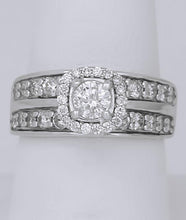 Load image into Gallery viewer, LADIES 14k WHITE GOLD 1 1/4ct ROUND DIAMOND HALO WIDE BAND ENGAGEMENT RING
