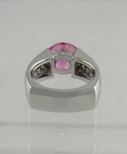 Load image into Gallery viewer, 14K WHITE GOLD ROUND PINK TOPAZ &amp; PRINCESS DIAMOND RING VS

