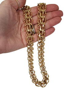 18k Yellow Gold Solid Four Row Circle Link Chain 15.8mm 21" 214g