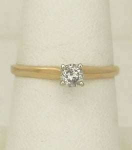 LADIES 10K YELLOW GOLD 0.28ct ROUND DIAMOND SOLITAIRE ENGAGEMENT WEDDING RING