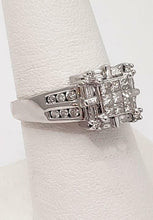 Load image into Gallery viewer, 3/4ct PRINCESS HALO DIAMOND ENGAGEMENT or PROMISE RING in 14K WHITE GOLD
