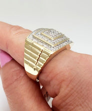 Load image into Gallery viewer, Mens 1.00ct Diamond Square Shape Ring in 10k Yellow Gold

