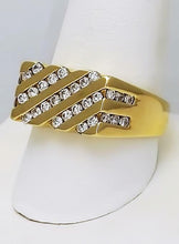 Load image into Gallery viewer, 14k YELLOW GOLD RECTANGLE FIVE ROW CHANNEL SET 3/4ct ROUND DIAMOND RING
