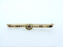 Load image into Gallery viewer, 10K GOLD VINTAGE SAPPHIRE FRESHWATER PEARL PIN BROOCH
