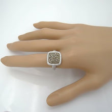 Load image into Gallery viewer, LADIES NEW 14k WHITE GOLD .50ct ROUND BROWN DIAMOND SQUARE BARK FINISH RING
