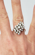Load image into Gallery viewer, 14k WHITE GOLD 3/4ct ROUND GENUINE NOT ENHANCED DIAMOND WATERFALL COCKTAIL RING
