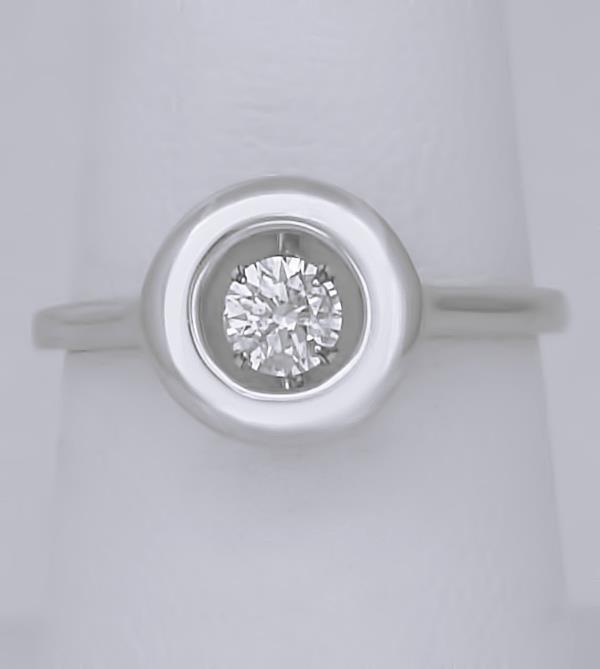 NEW 14k WHITE GOLD .33ct ROUND SOLITAIRE SHIMMER FLOATING DIAMOND HALO RING