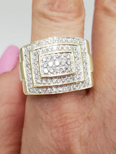 Load image into Gallery viewer, Mens 1.00ct Diamond Square Shape Ring in 10k Yellow Gold
