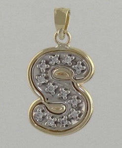 14K YELLOW GOLD 1/10ct DIAMOND LETTER INITIAL S PENDANT CHARM