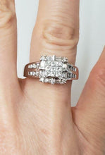 Load image into Gallery viewer, 3/4ct PRINCESS HALO DIAMOND ENGAGEMENT or PROMISE RING in 14K WHITE GOLD
