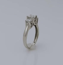 Load image into Gallery viewer, 14k WHITE GOLD 1.00ct PRINCESS CUT DIAMOND THREE STONE ENGAGEMENT RING

