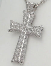 Load image into Gallery viewer, Mens 14k White Gold 8.00ct Diamond Cross Crucifix Gallery Pendant 3.24&quot; 41g
