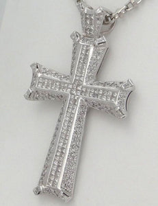 Mens 14k White Gold 8.00ct Diamond Cross Crucifix Gallery Pendant 3.24" 41g