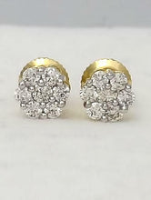 Load image into Gallery viewer, .25 CT. T.W. Round Diamond Composite Flower Stud Earrings in 14K Yellow Gold
