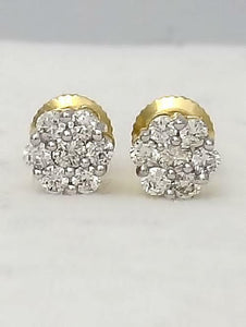 .25 CT. T.W. Round Diamond Composite Flower Stud Earrings in 14K Yellow Gold