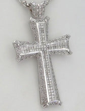 Load image into Gallery viewer, Mens 14k White Gold 8.00ct Diamond Cross Crucifix Gallery Pendant 3.24&quot; 41g
