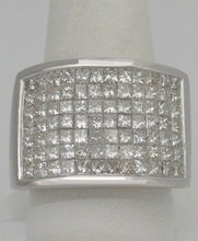 Load image into Gallery viewer, MENS 14K WHITE GOLD 5.00ct SQUARE DIAMOND PAVE WIDE BAND HEAVY RING
