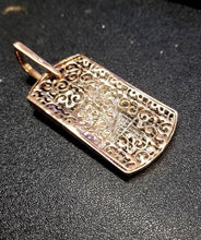 Load image into Gallery viewer, MENS 14k ROSE GOLD INVISIBLE SET 4.00ct SQUARE DIAMOND DOG TAG PENDANT 2.04&quot;
