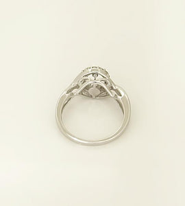 LADIES 14k WHITE GOLD 1/3ct ROUND SHIMMER FLOATING DIAMOND HALO FILIGREE RING