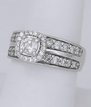 Load image into Gallery viewer, LADIES 14k WHITE GOLD 1 1/4ct ROUND DIAMOND HALO WIDE BAND ENGAGEMENT RING
