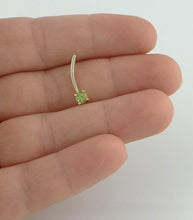 Load image into Gallery viewer, LADIES 10K YELLOW GOLD 1/4ct SYNTHETIC PERIDOT AUGUST STICK PENDANT CHARM .71&quot;
