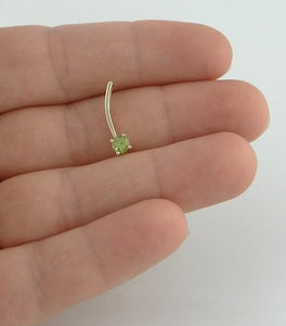 LADIES 10K YELLOW GOLD 1/4ct SYNTHETIC PERIDOT AUGUST STICK PENDANT CHARM .71"