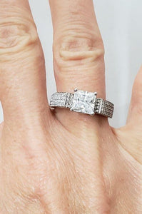 1/2 CT. T.W PAVE DIAMOND SEMI MOUNT FOUR PRONG ENGAGEMENT RING IN 18K WHITE GOLD