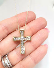 Load image into Gallery viewer, .75ct T.W. DIAMOND BOX CROSS NECKLACE in 10K YELLOW GOLD
