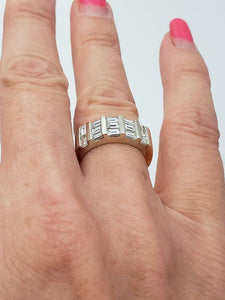 14k YELLOW WHITE GOLD 1.00ct CHANNEL SET BAGUETTE DIAMOND BAR BAND RING